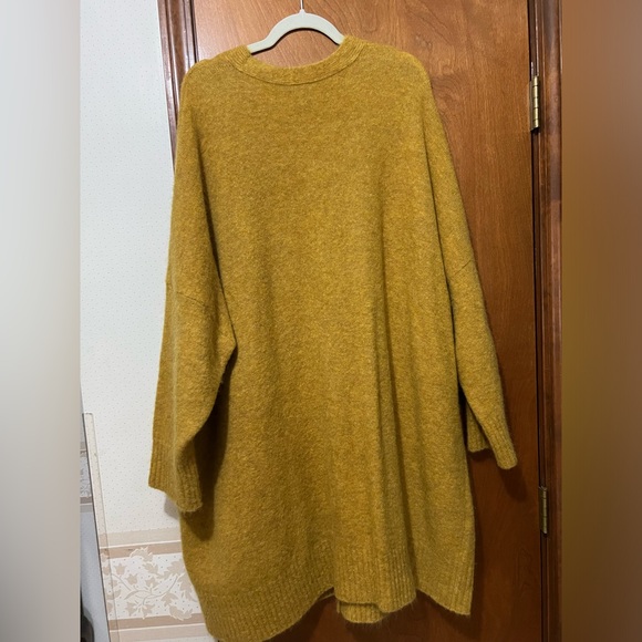 Eileen Fisher wool & mohair knit cardigan in mustard gold size 3X - Picture 4 of 5